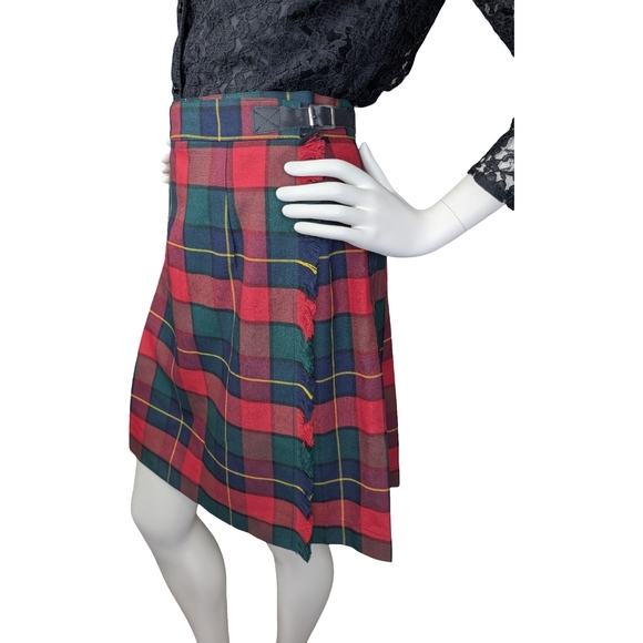Vintage Womens Plaid Pleated Tartan Skirt/Kilt, 26-27" Waist - Picture 6 of 7